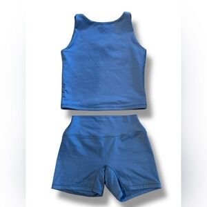 SET Active FormCloud Tank and Shorts Set Beautiful Dusty Blue Sz M